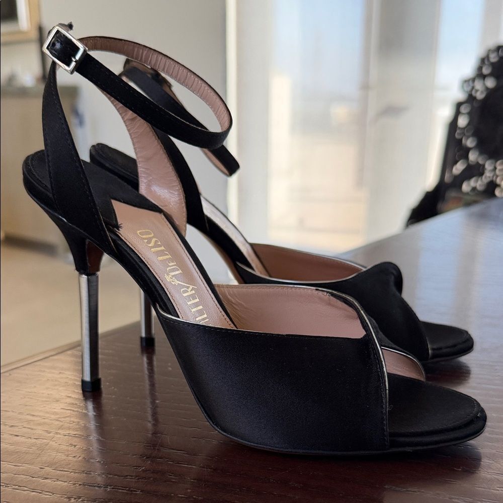 New Elegant Black satin retro vintage pinup Sandals